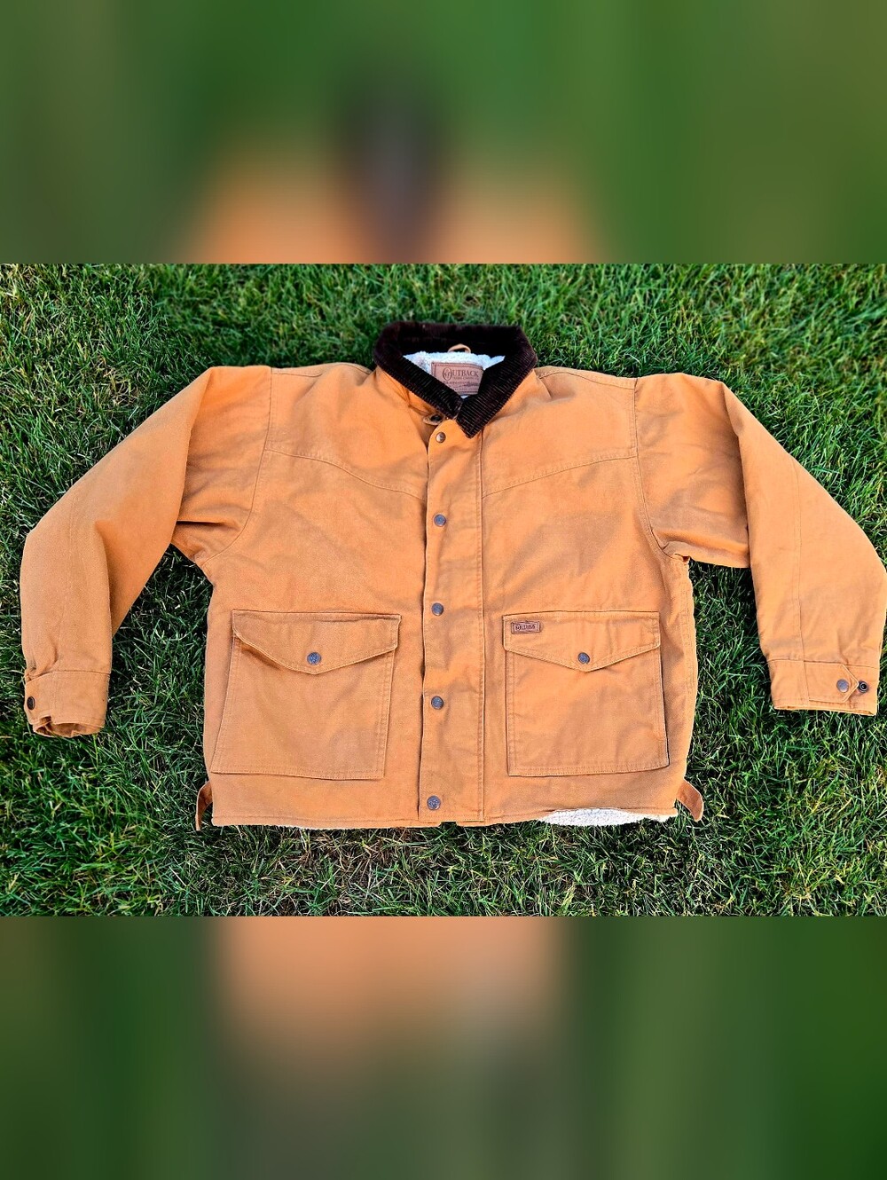 Men's Tan Workwear Jacket with Corduroy Collar & Wool Lined